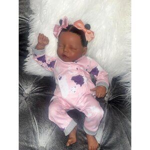 🆕17Inch African American Newborn Full Cloth Body Doll Brown Reborn Girl Doll